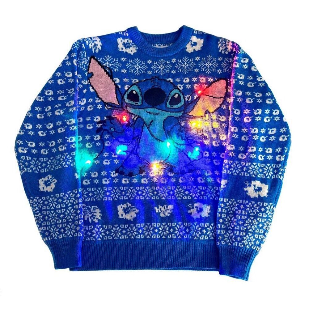 BNWT DISNEY STITCH CREWNECK LIGHT UP HOLIDAY UGLY SWEATER US SIZE 2XL